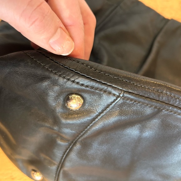 Authentic Prada black with silver accents leather Hobo bag with side pockets - Picture 10 of 16